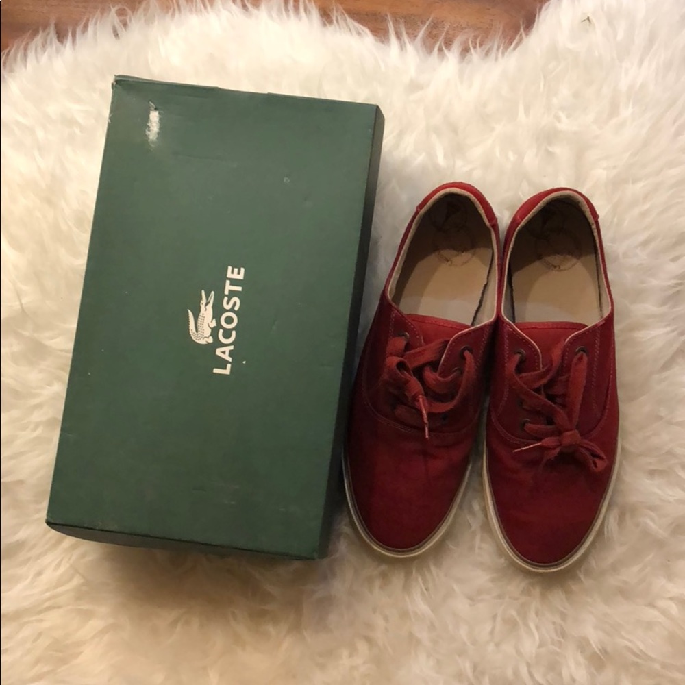 Men’s Red Lacoste Canvas Sneakers